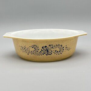 Pyrex 043 Cinderella Oval 1.5L Casserole Dish Homestead Speckled Brown & Blue